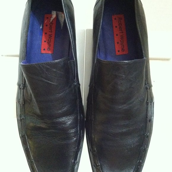 ROBERT WAYNE MENS BLACK LEATHER SLIP-ON LOAFERS DRESS SHOES SIZE: 9.5M main image 8
